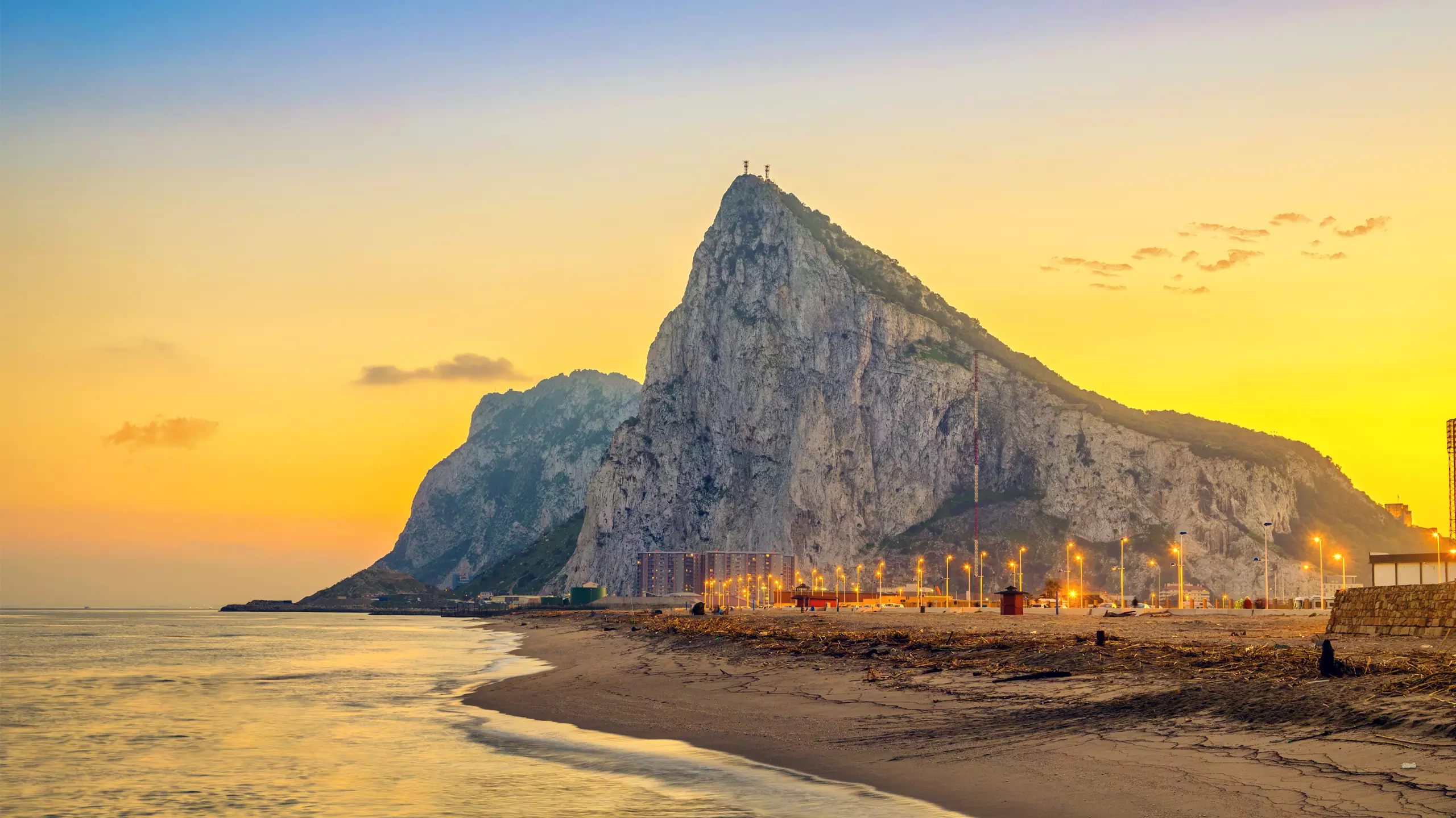 Gibraltar at sunset.