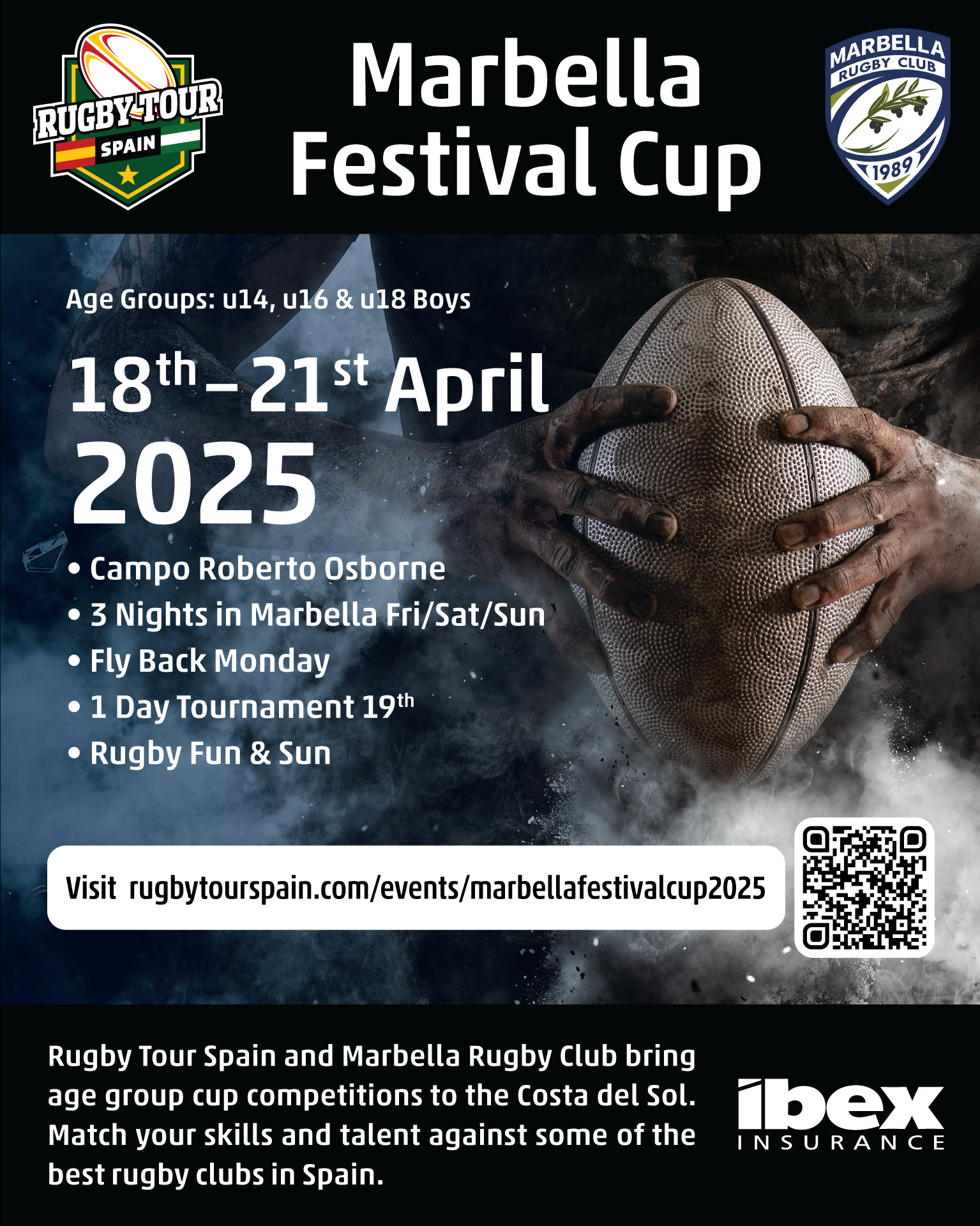 Marbella Festival Cup 2025 ruby camp and tournament flyer.