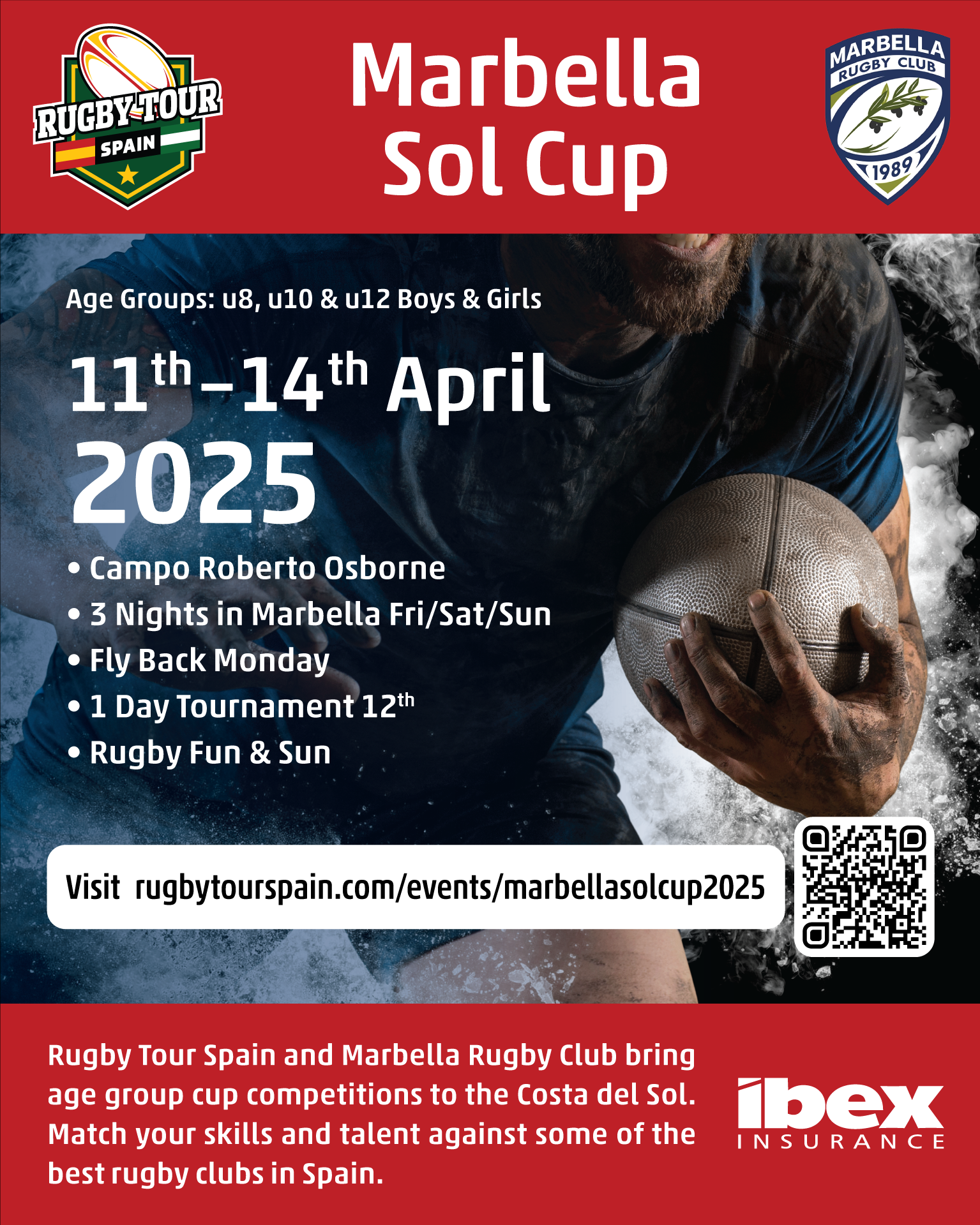 Marbella Sol Cup 2025 ruby camp and tournament flyer.